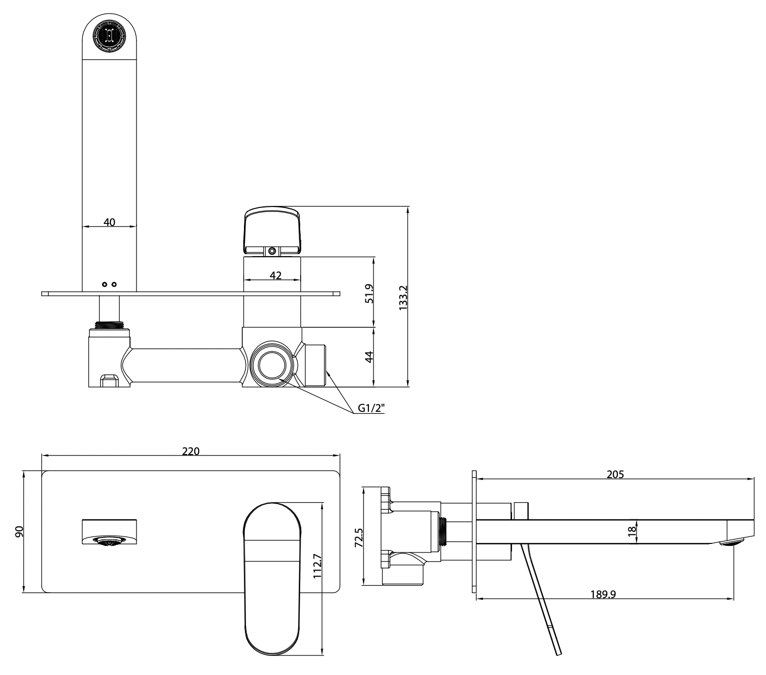 ADP Liberty Wall Basin Mixer Chrome & Matte Black
