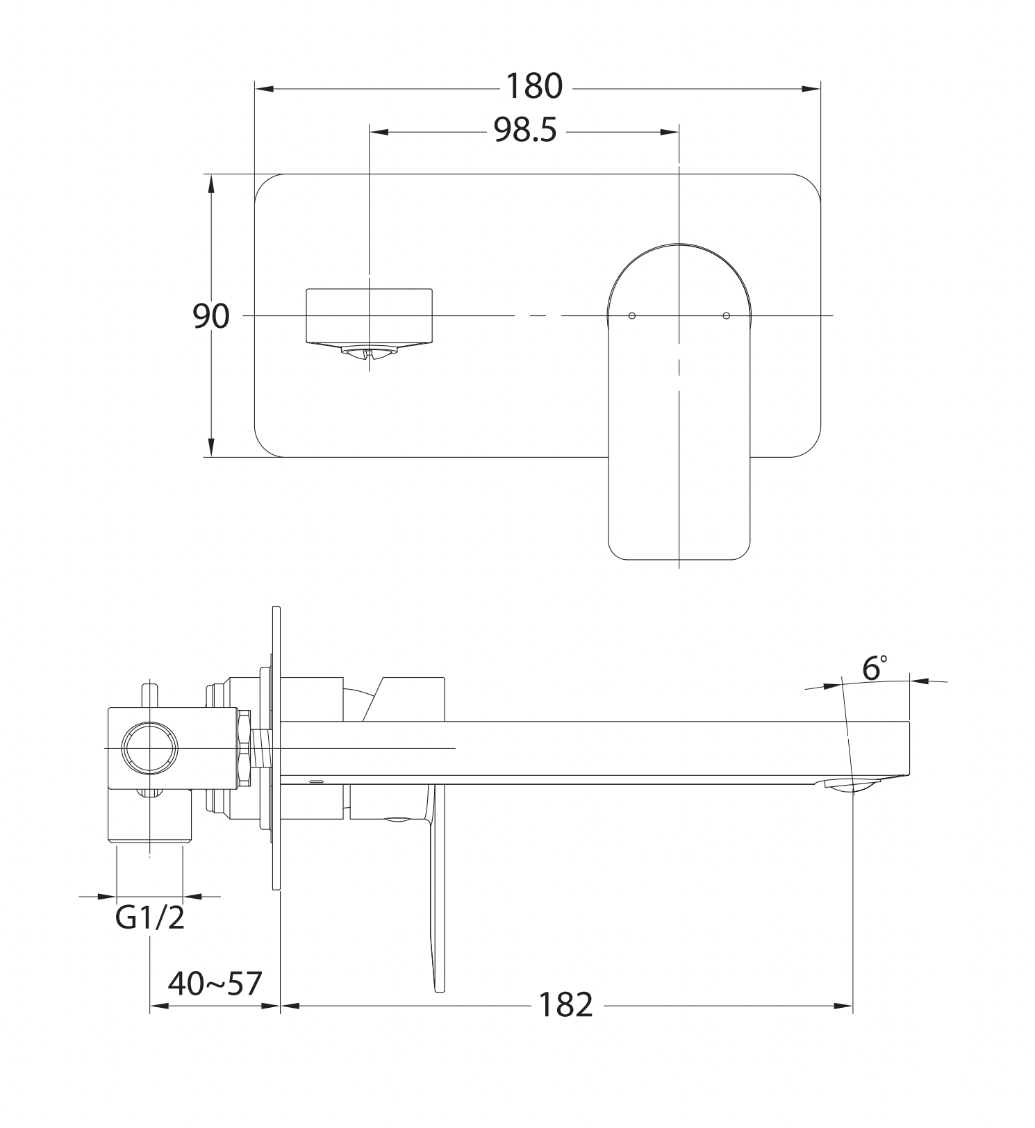 ADP Cosmopolitan Wall Basin Mixer Chrome & Black