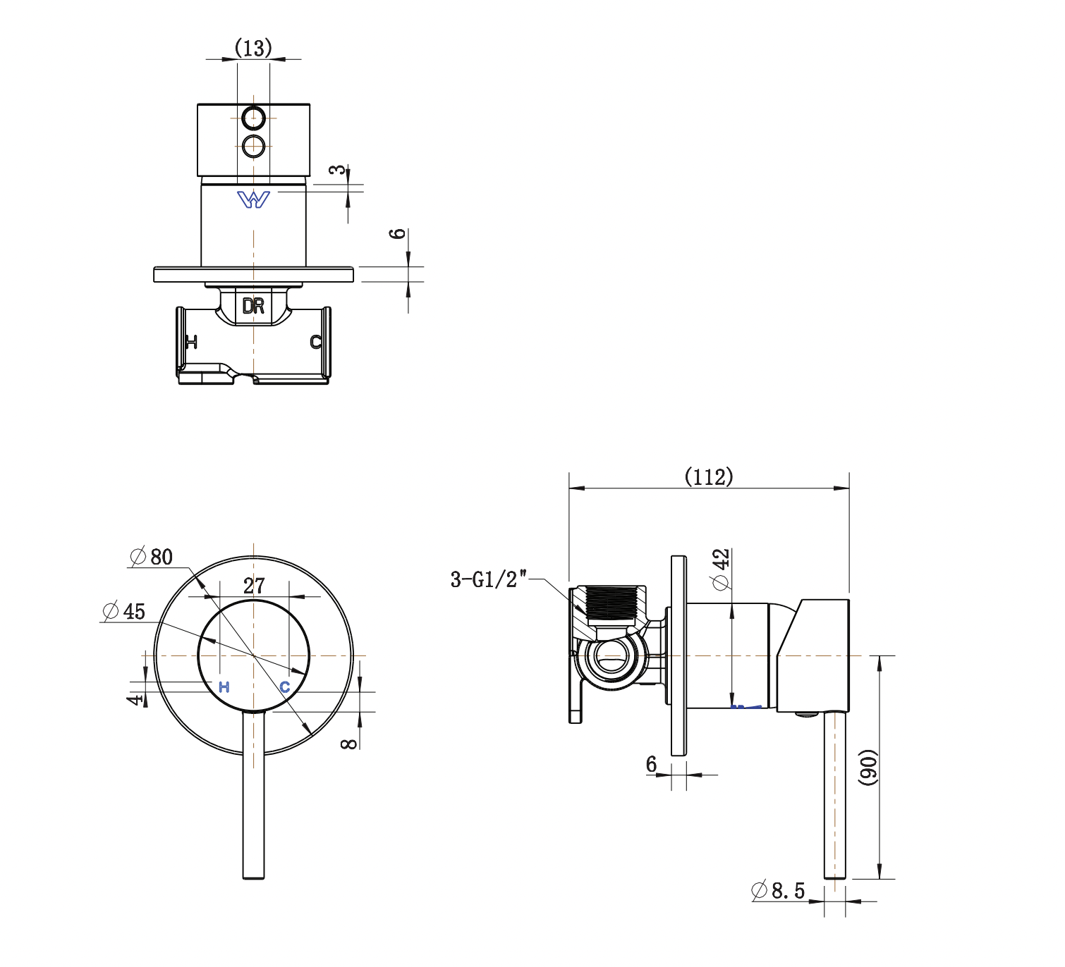 ADP Bloom Wall Mixer Chrome