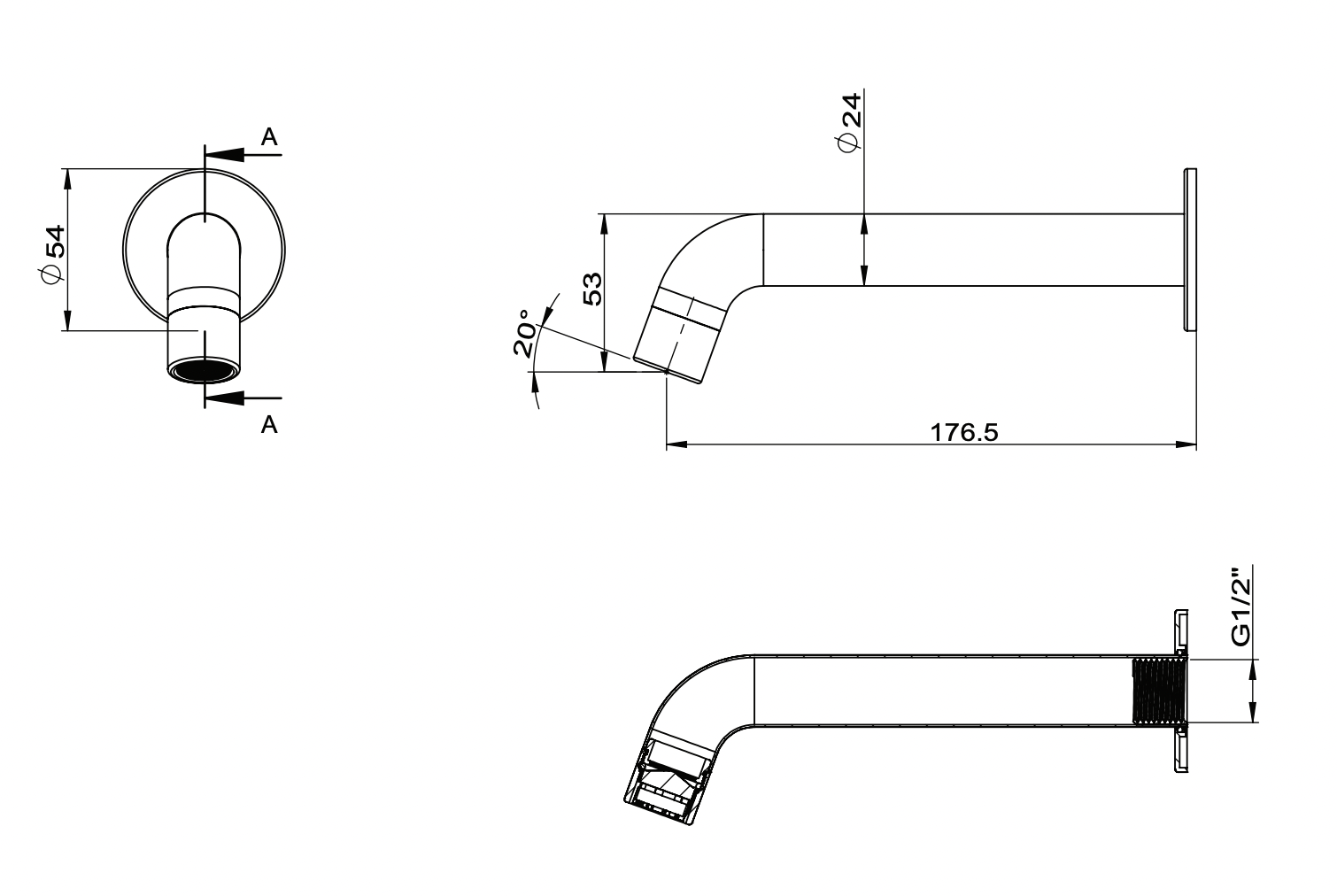 ADP Soul Wall Spout Brushed Copper