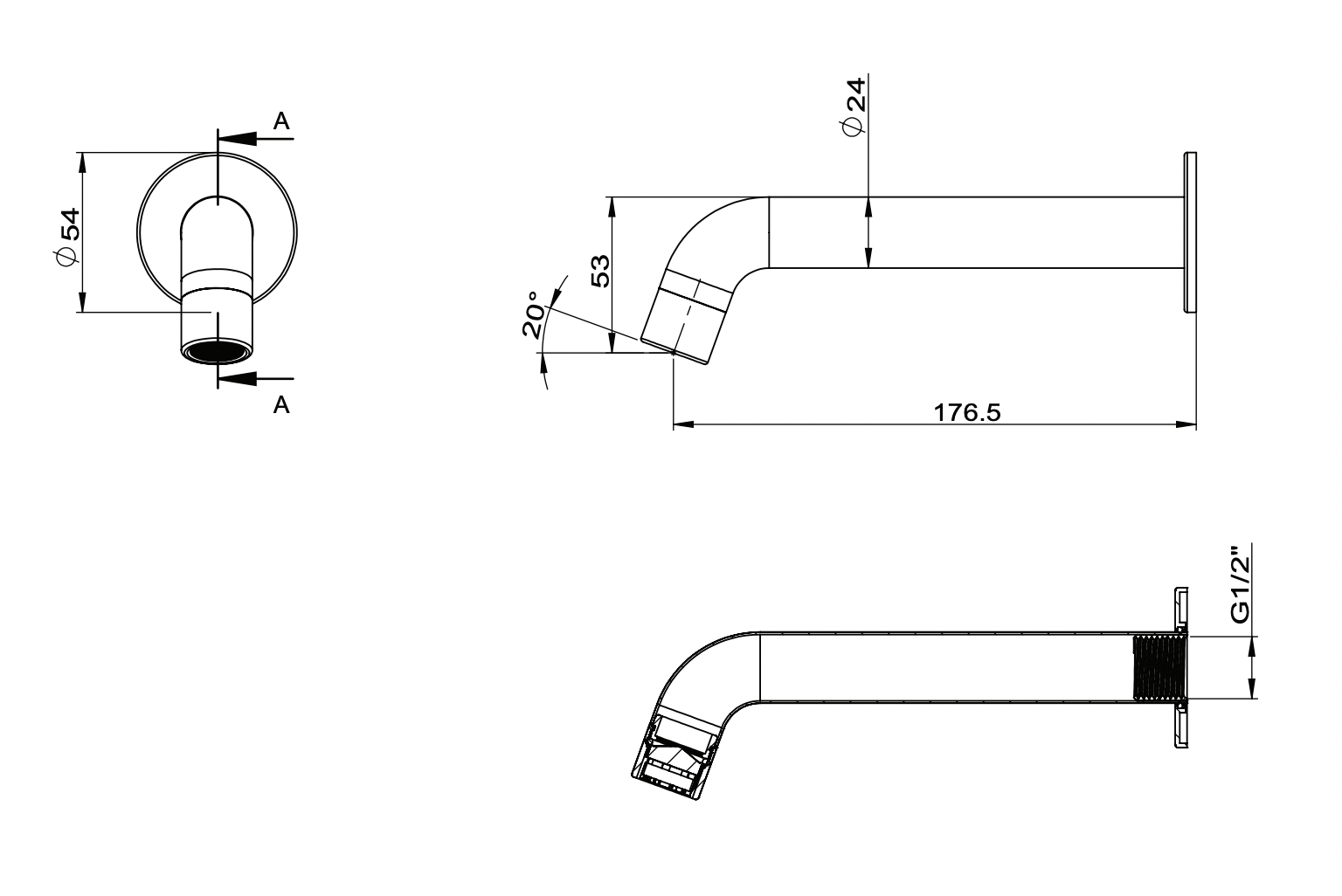 ADP Soul Wall Spout Chrome