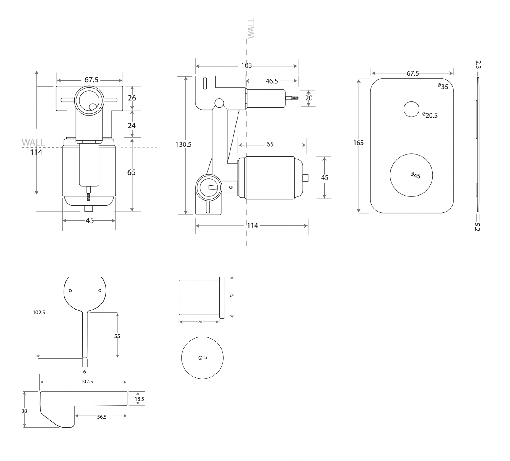 ADP Martini Wall Mixer With Diverter Chrome