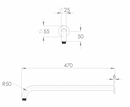 ADP Soul Shower Arm 470mm Brushed Brass