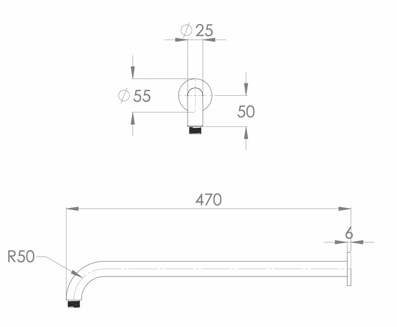 ADP Soul Shower Arm 470mm Brushed Brass