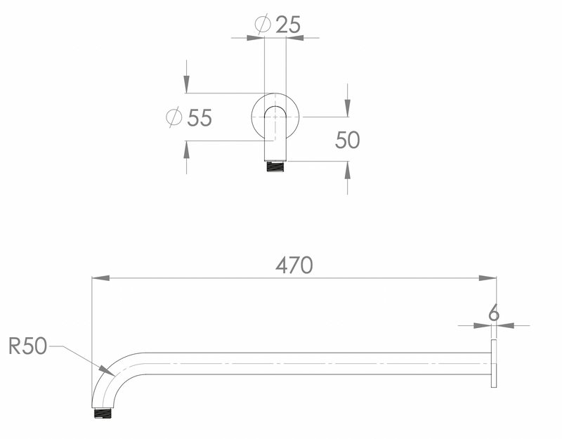 ADP Soul Shower Arm 470mm Brushed Copper