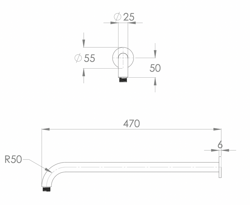 ADP Soul Shower Arm 470mm Matte White