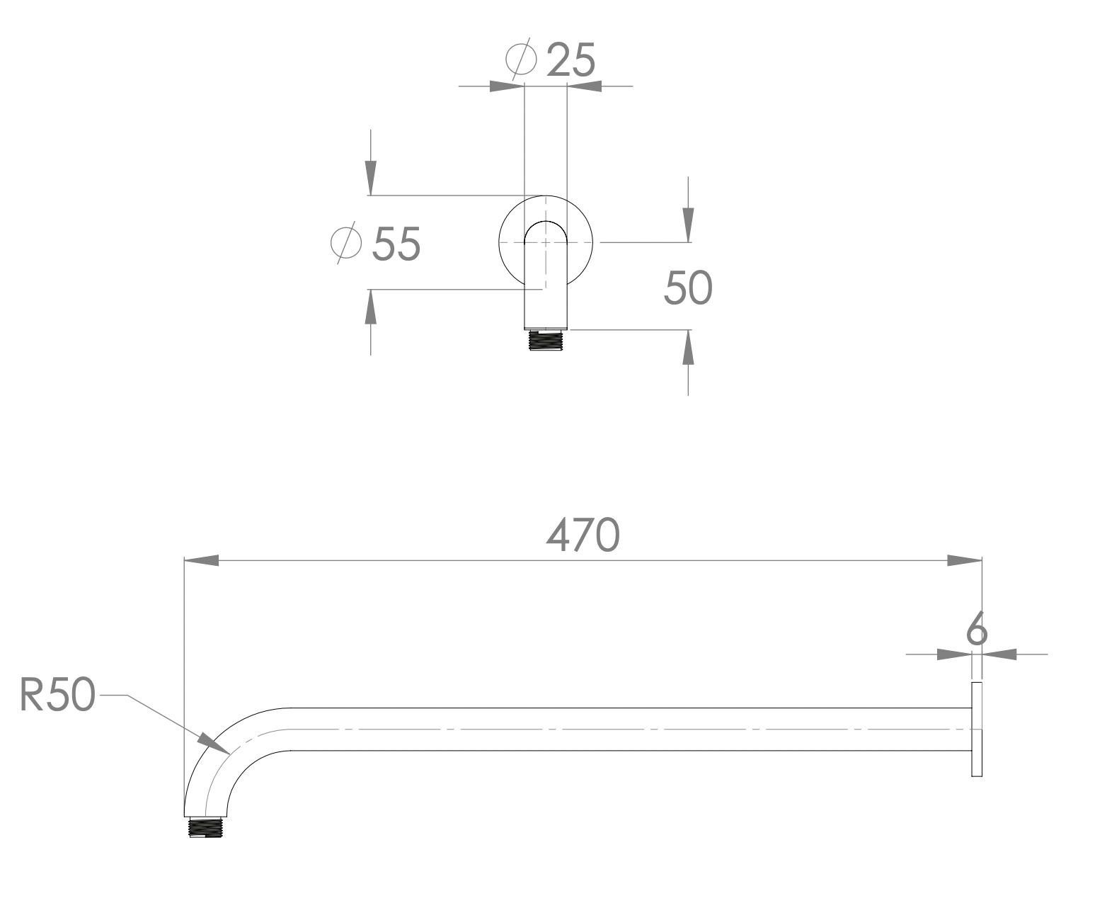 ADP Soul Shower Arm 470mm Chrome