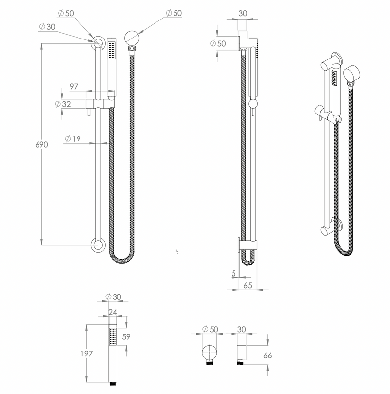 ADP Soul Slimline Single Rail Shower Brushed Brass