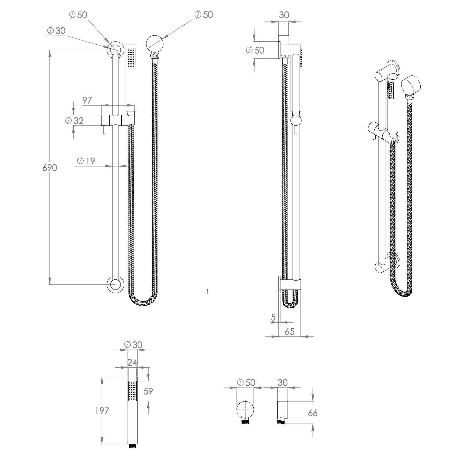 ADP Soul Slimline Single Rail Shower Brushed Copper