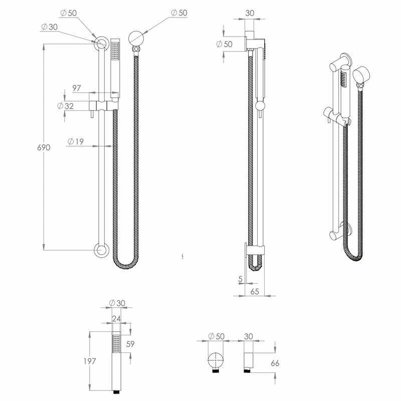 ADP Soul Slimline Single Rail Shower Brushed Copper