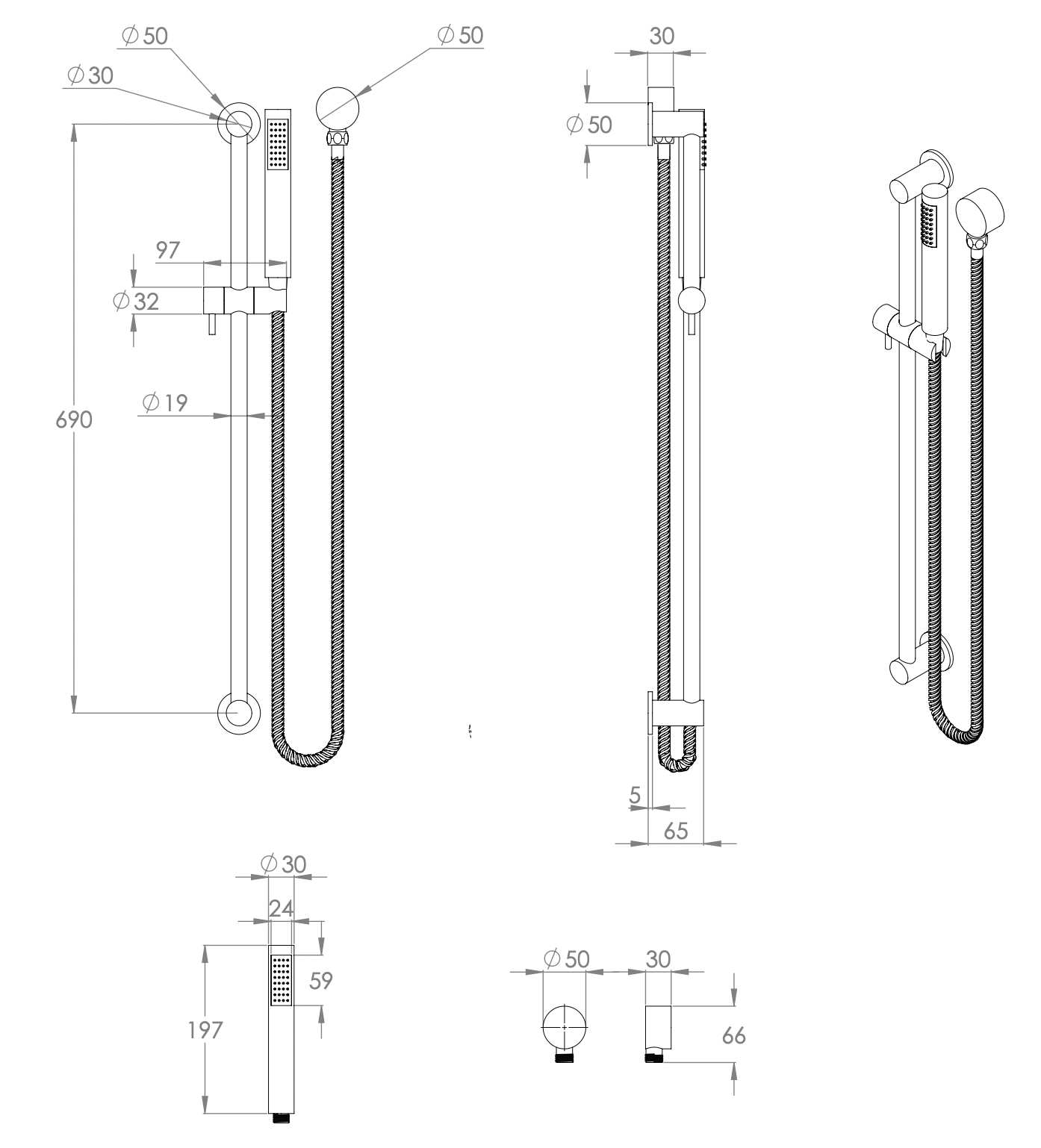 ADP Soul Slimline Single Rail Shower Chrome