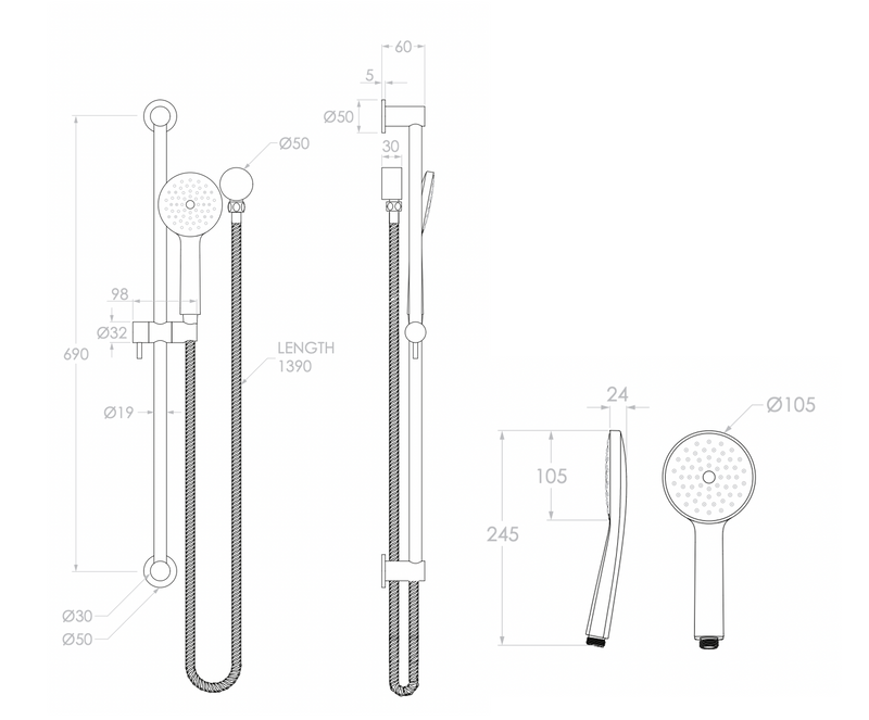 ADP Soul Classic Single Rail Shower Brushed Brass