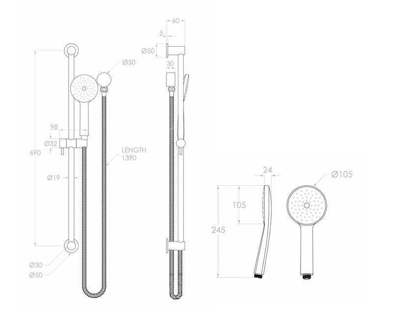 ADP Soul Classic Single Rail Shower Chrome