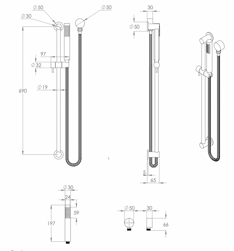 ADP Soul Slimline Single Rail Shower Matte Black