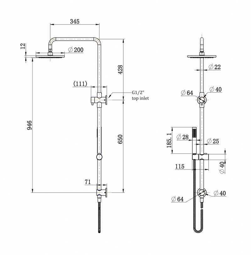 ADP Bloom Combination Shower Rail Chrome