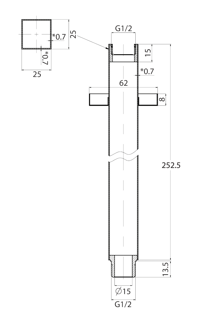 ADP Dusk Ceiling Shower Arm Matte White