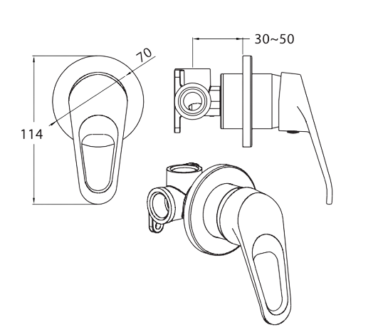Paco Jaanson Standart Shower/Bath Mixer Loop Handle Chrome
