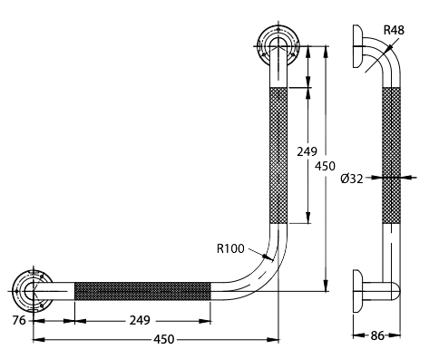 Paco Jaanson 90° Grab Rail 450mm