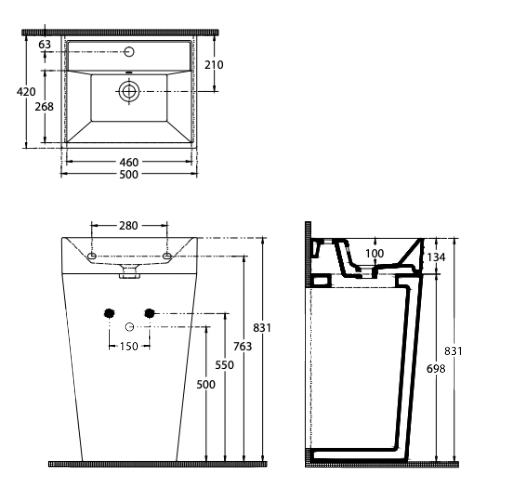 Paco Jaanson Sistema  Floor Standing Pedestal Basin Gloss White