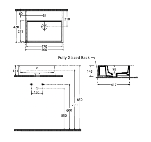 Paco Jaanson Purity 500mm Bench Mount  Basin Gloss White