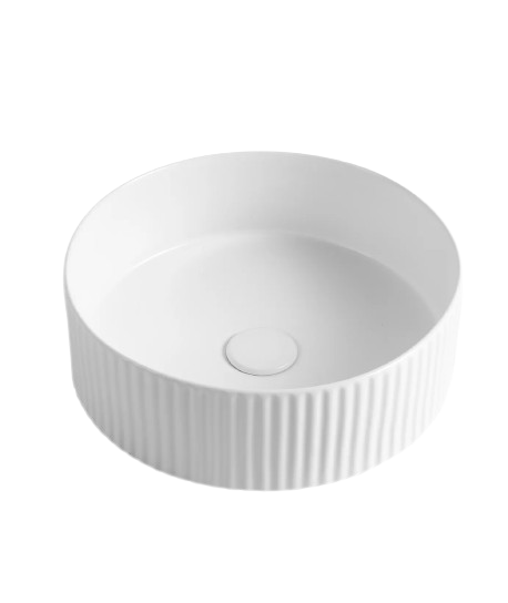 Otti Marlo Round Fluted Counter Mount Basin Matte White 400