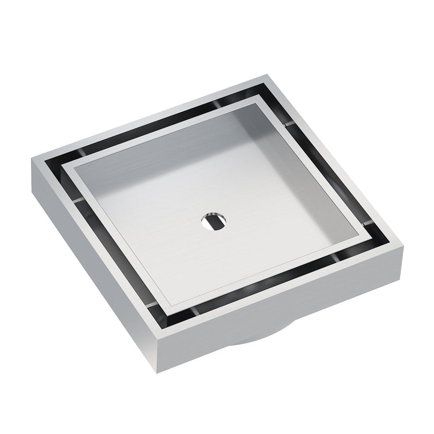 Linsol 110 Square Bathroom Floor Tile Insert Grate Brushed Nickel