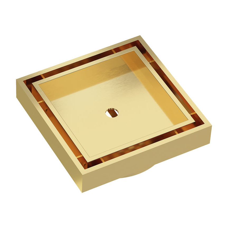 Linsol 110 Square Bathroom Floor Tile Insert Grate Brushed Brass