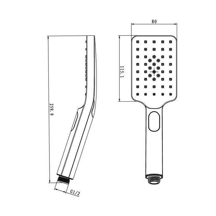 Taran Shower Dual Hose Square Chrome (7153214161047)