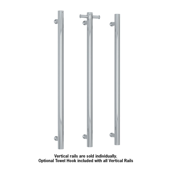 Thermogroup Straight Round Vertical Heated Towel Rail Single