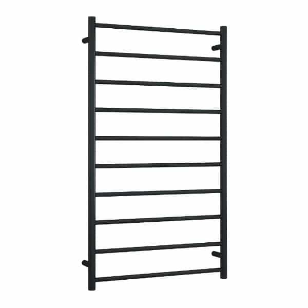Tall matte black heated towel ladder