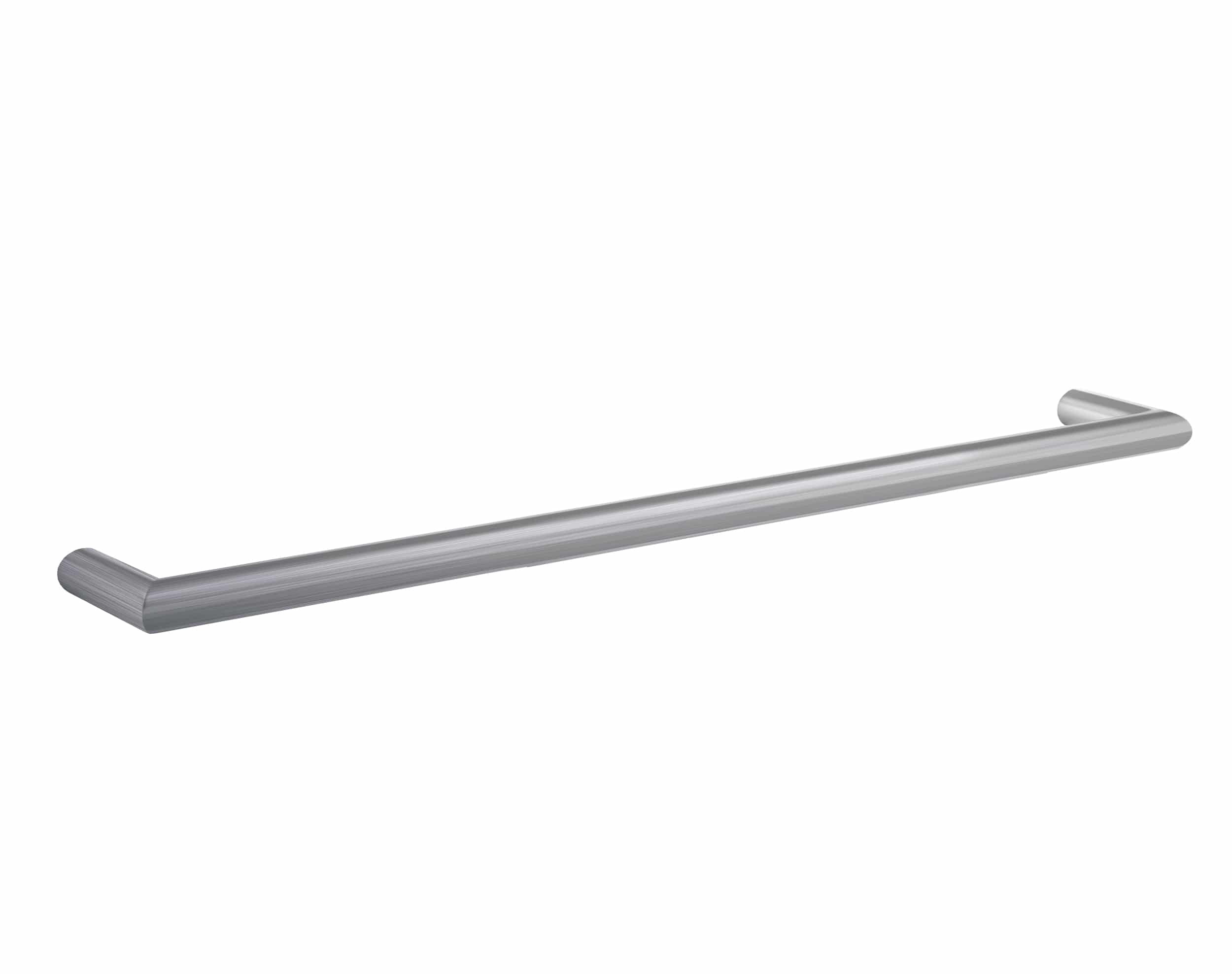 brushed round 800 mm single shower towel rail