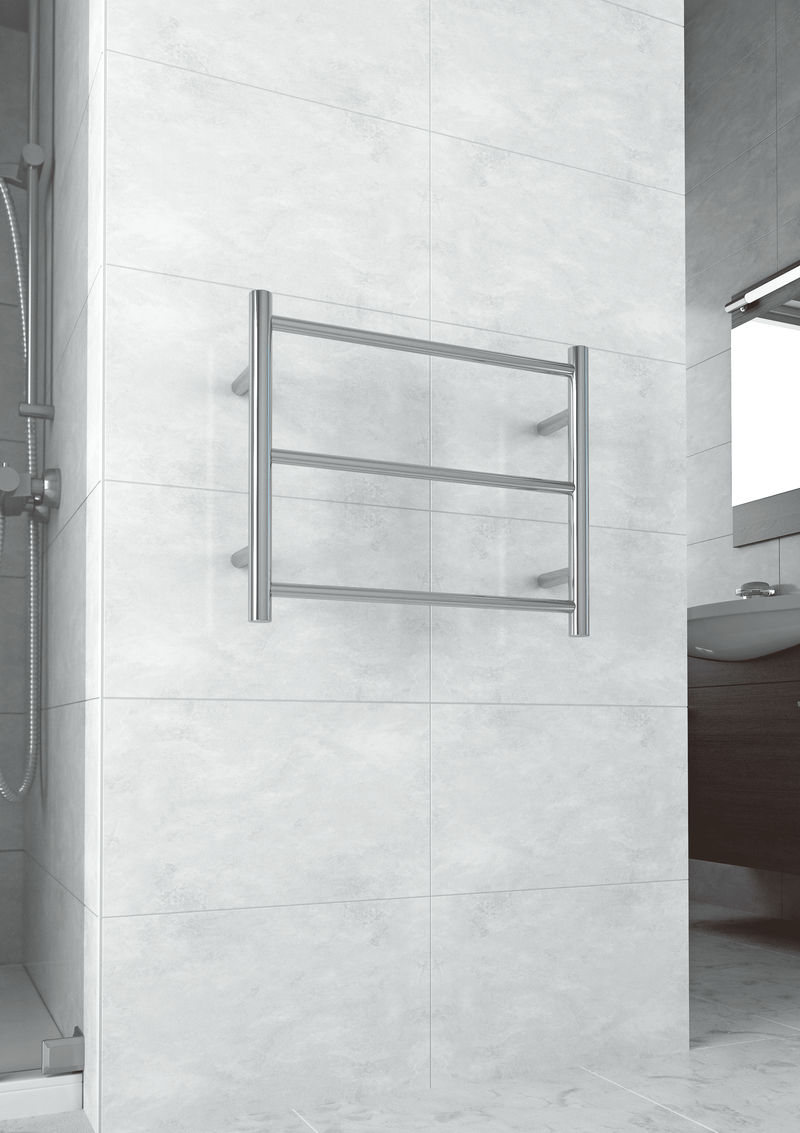 Thermogroup 3 Bar Straight Round Heated Towel Rail Polished Stainless Steel 550x450mm