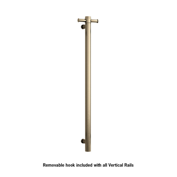 Thermogroup Straight Round Vertical Single Heated Towel Rail Brushed Brass