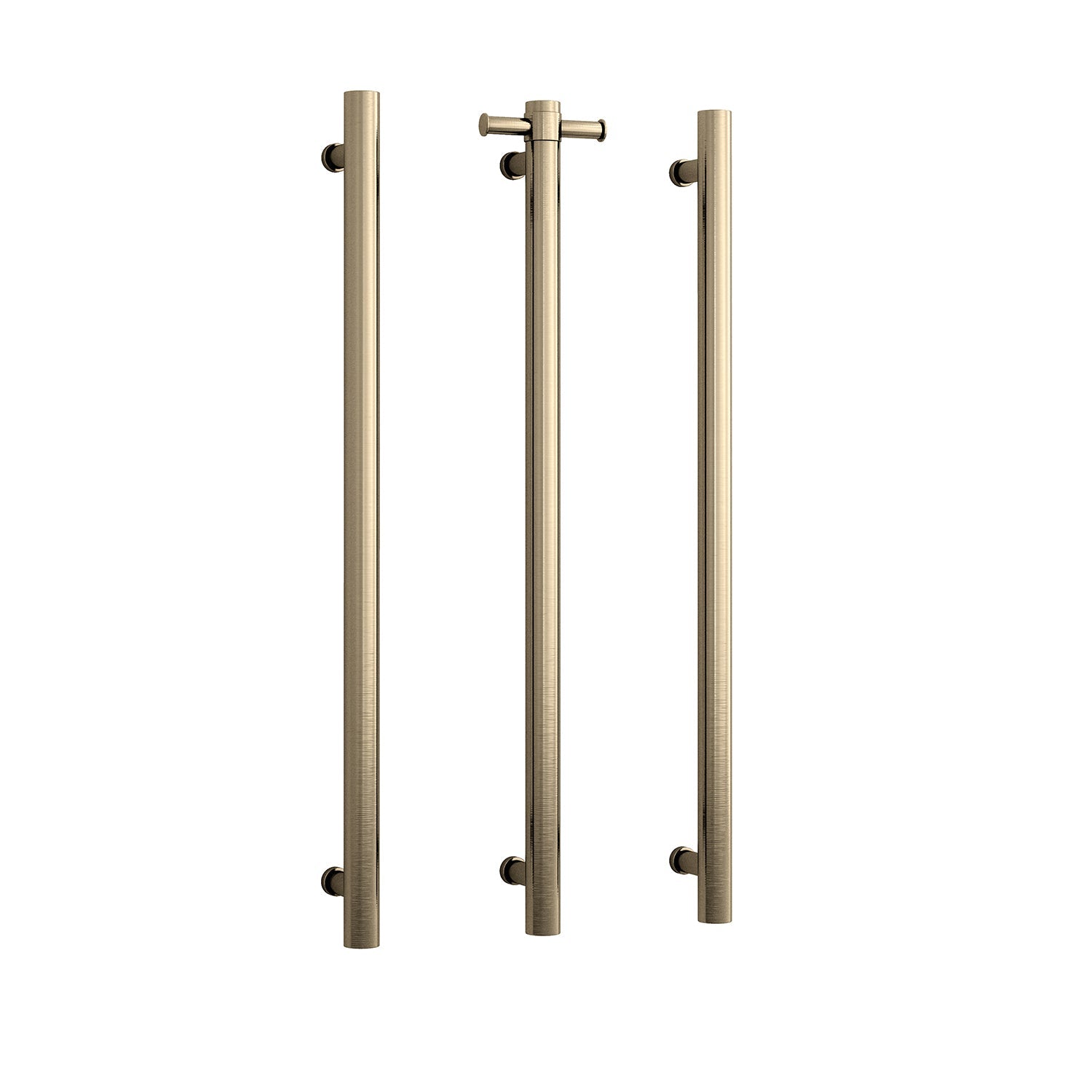 Thermogroup Straight Round Vertical Single Heated Towel Rail Brushed Brass
