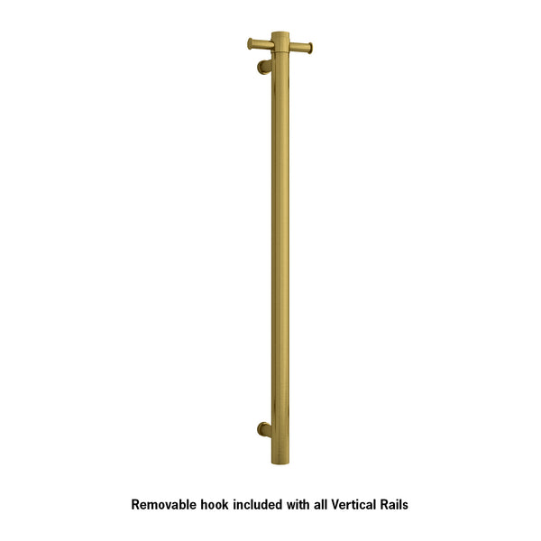 Thermogroup Straight Round Vertical Single Heated Towel Rail Brushed Gold