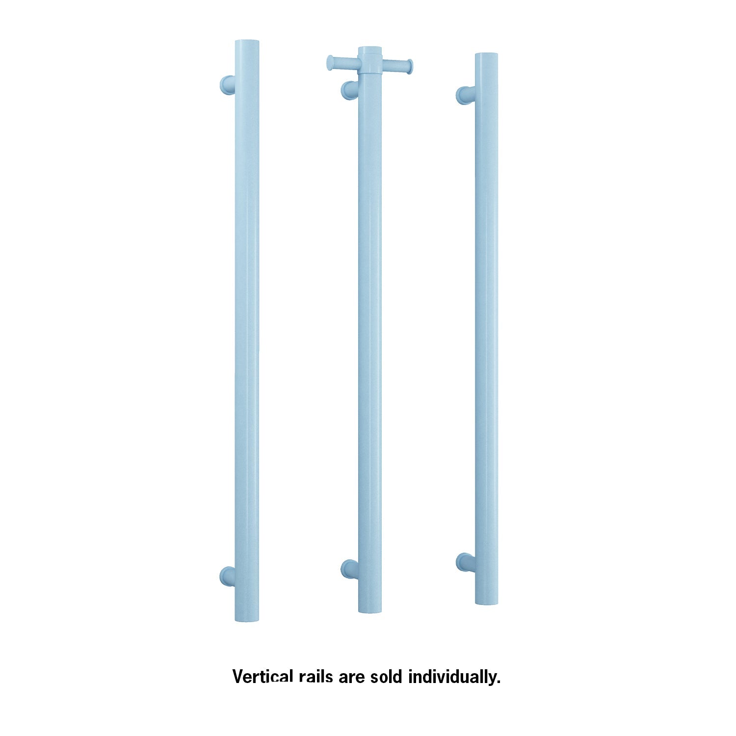 blue vertical heated towel rail 