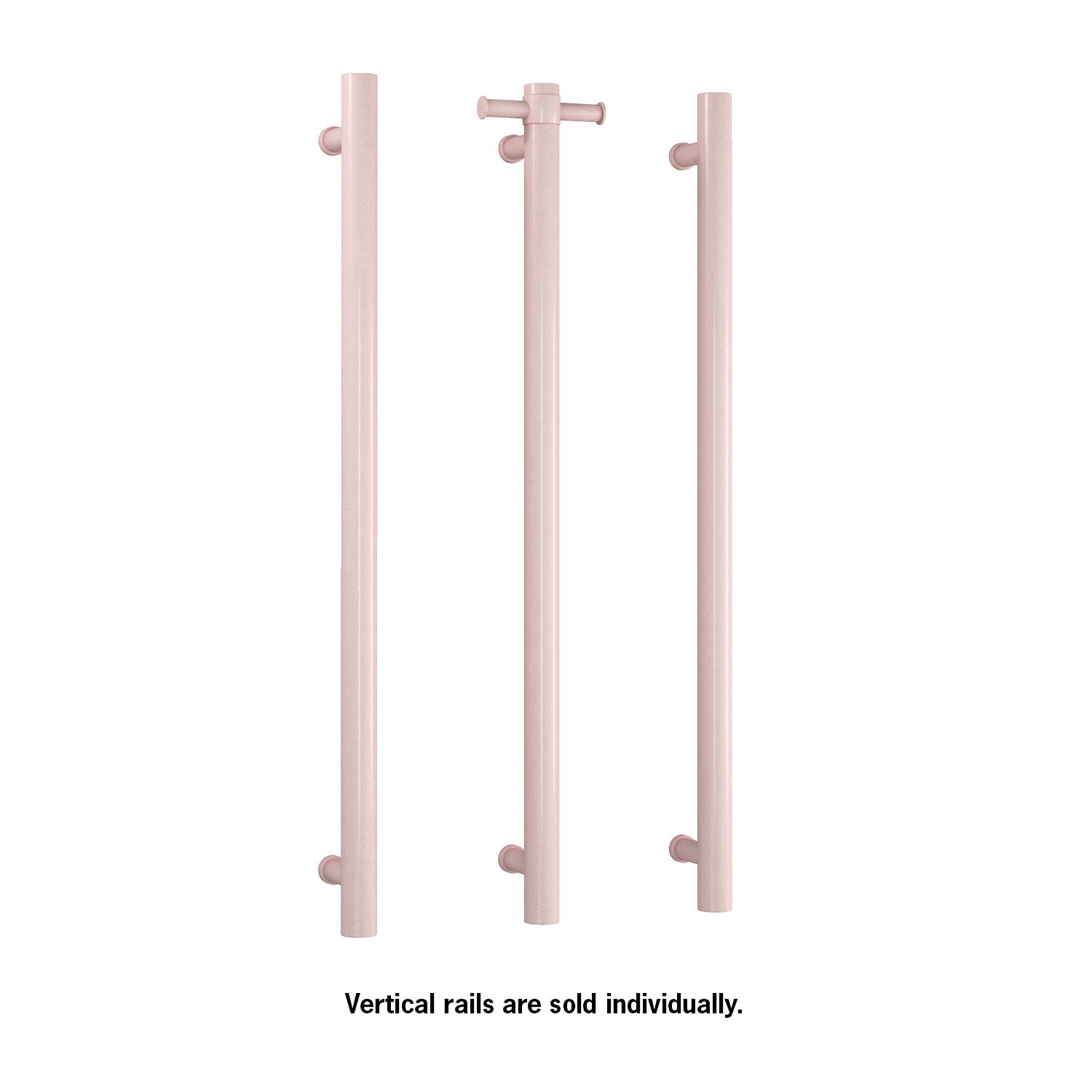 Thermogroup Straight Round Vertical Single Heated Towel Rail Dusty Pink