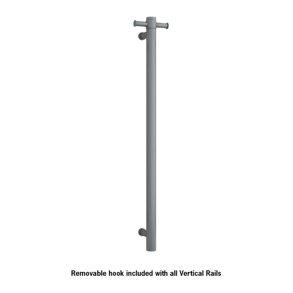 Thermogroup Straight Round Vertical Single Heated Towel Rail Gun Metal