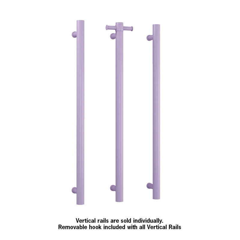 Thermogroup Straight Round Vertical Single Heated Towel Rail Lilac Satin