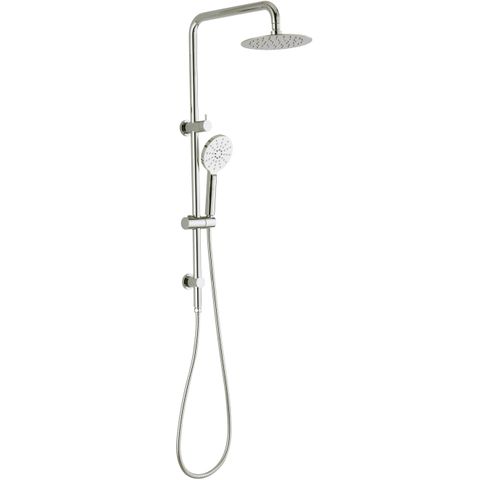 Twin Shower On Rail Round Brushed Nickel (7159702388887)