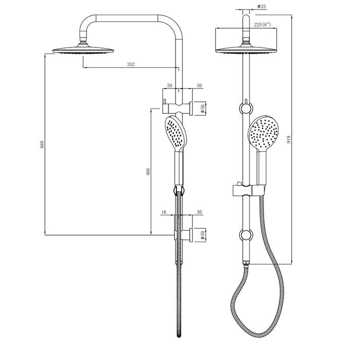 Twin Shower On Rail Round Brushed Nickel (7159702388887)