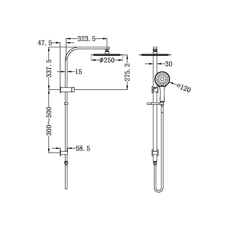 Nero Bianca Combination Shower Brushed Nickel