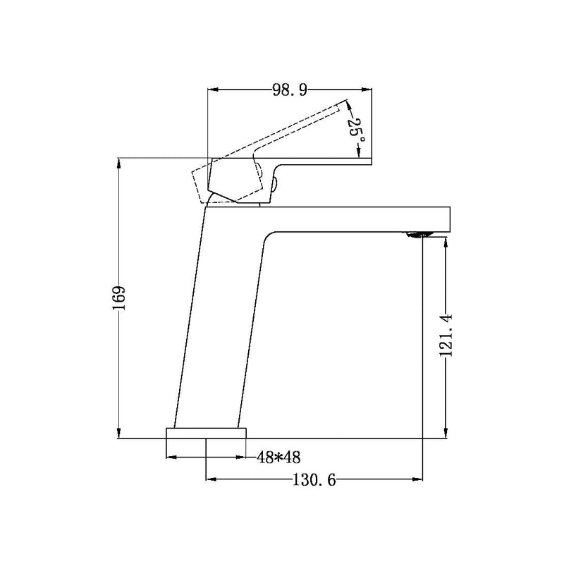 Nero Celia Angle Basin Mixer Brushed Nickel