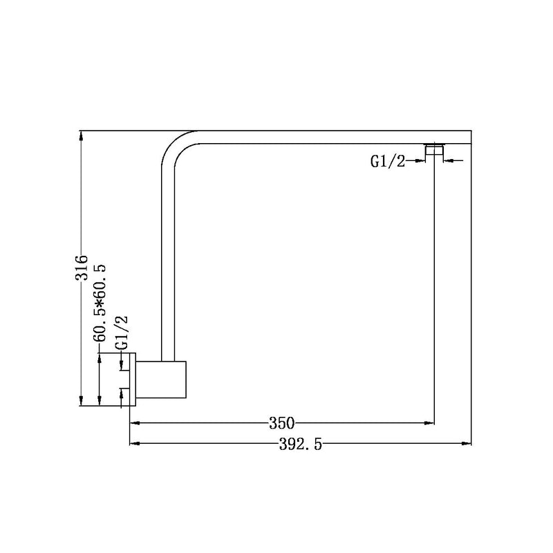 Nero Square Swivel Shower Arm Gun Metal