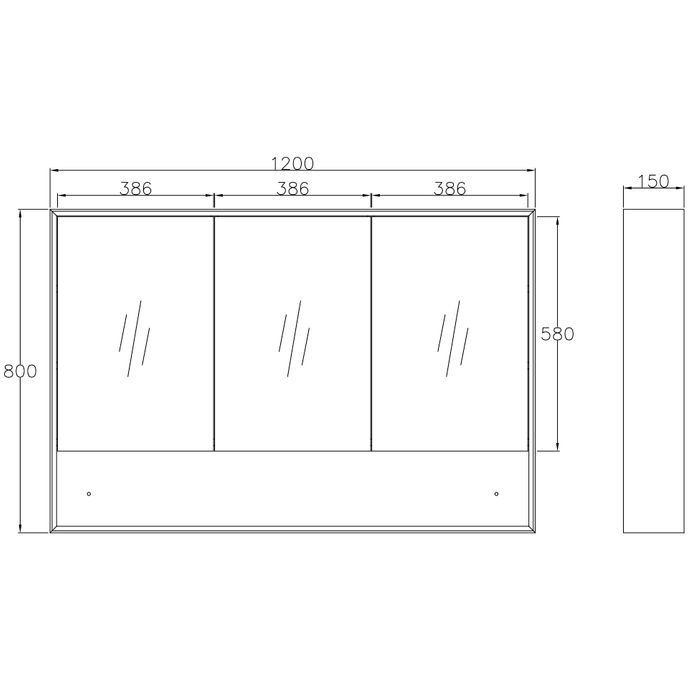 Boston Matte White Mirror Cabinet 1200 (7177962619031)