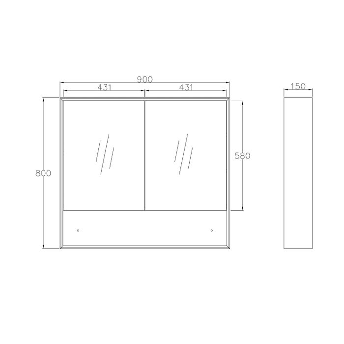 Boston Matte White Mirror Cabinet 900 (7177950199959)