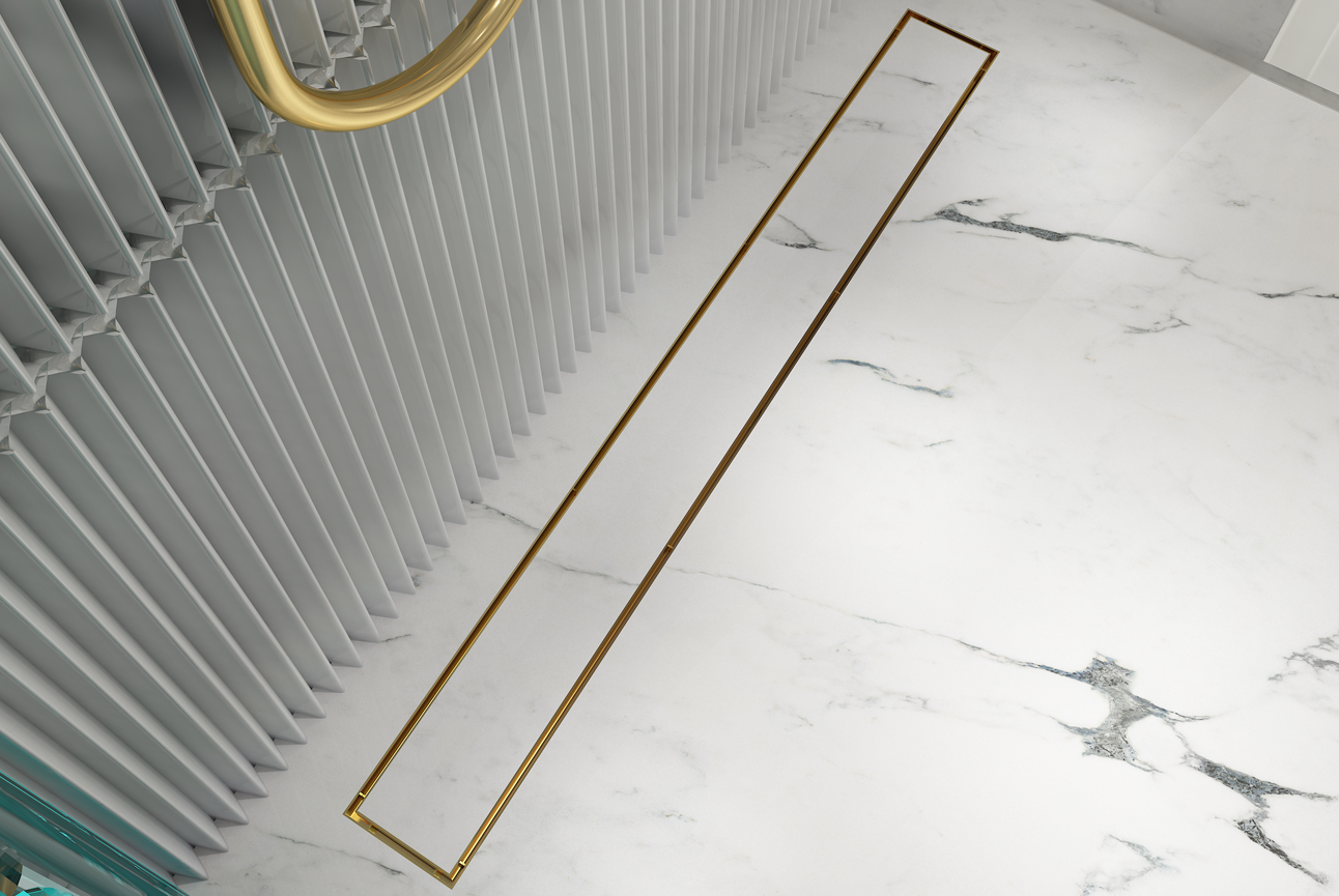 Linsol 900 Tile Insert Channel Grate Brushed Brass (7196440232087)