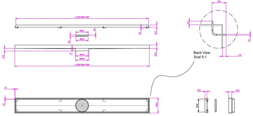 Linsol 900 Tile Insert Channel Grate Brushed Brass (7196440232087)