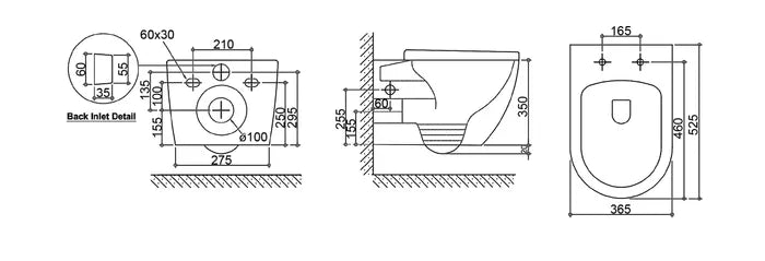 Voghera Wall Hung Pan Geberit Inwall Cistern Set