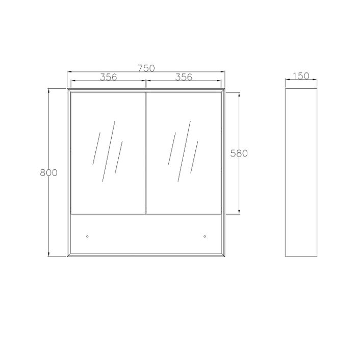 Otti Marlo Matte Black Mirror Cabinet 750mm